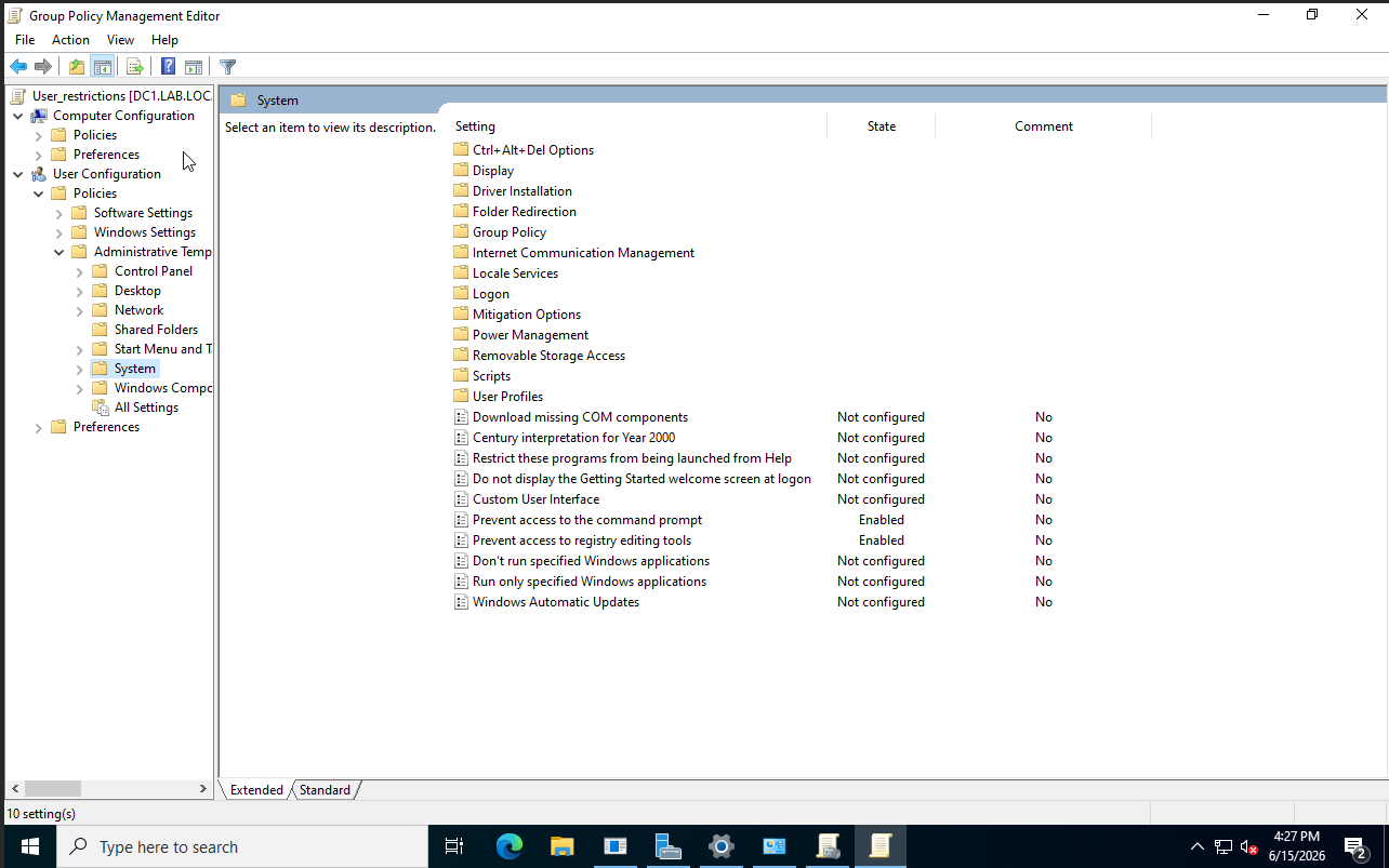 Group Policy Config