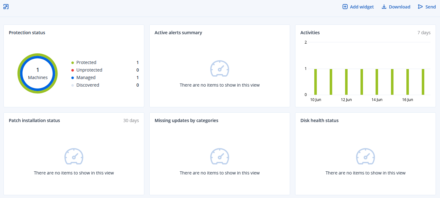 Acronis Dashboard
